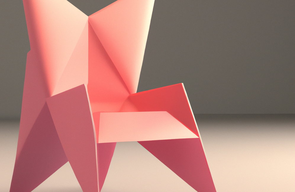 A pink origami chair